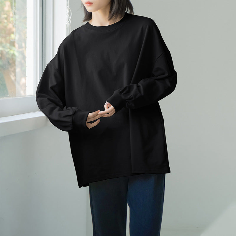 Japanese Autumn Winter Striped Sweatshirt Women Loose Cotton Large Version Bottoming Top Women