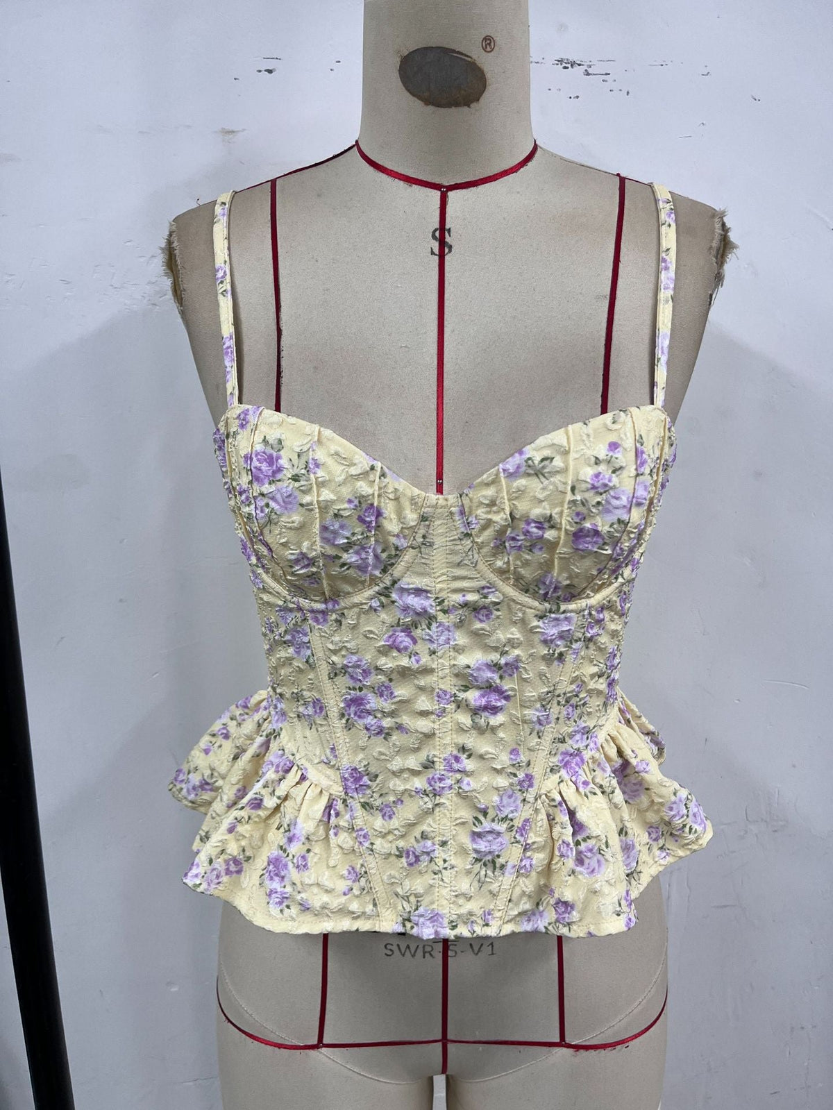 Spring Summer Floral Irregular Asymmetric Ruffled Light Slimming Sexy Backless Lace up Wrapped Chest