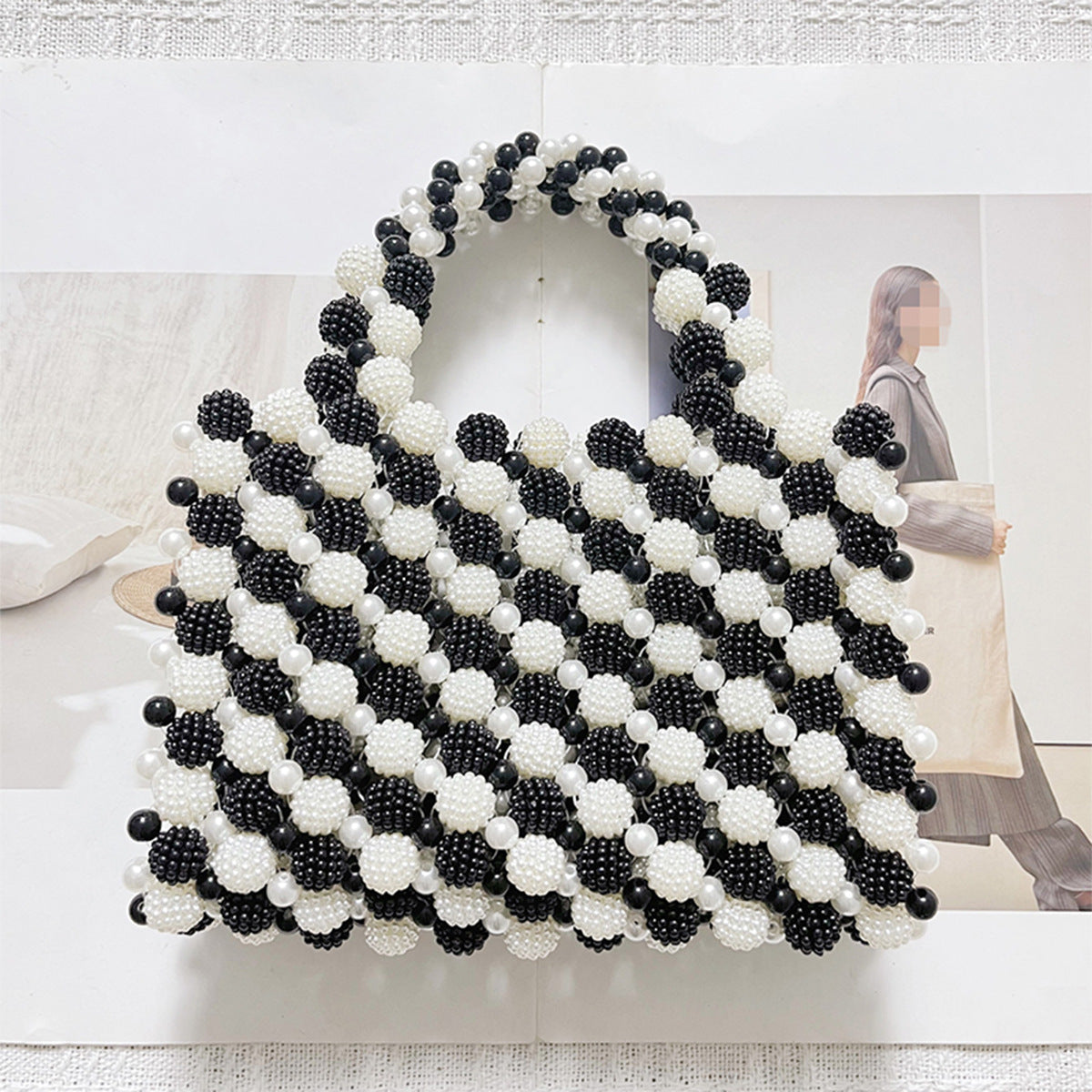 French Handmade Beaded Waxberry Beads Bag High Sense Niche Woven Dinner Party Handbag