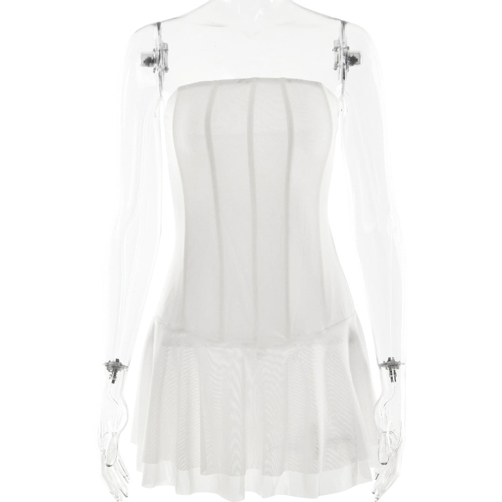 Spring Summer Sexy Tube Top Short Backless Slimming Dress