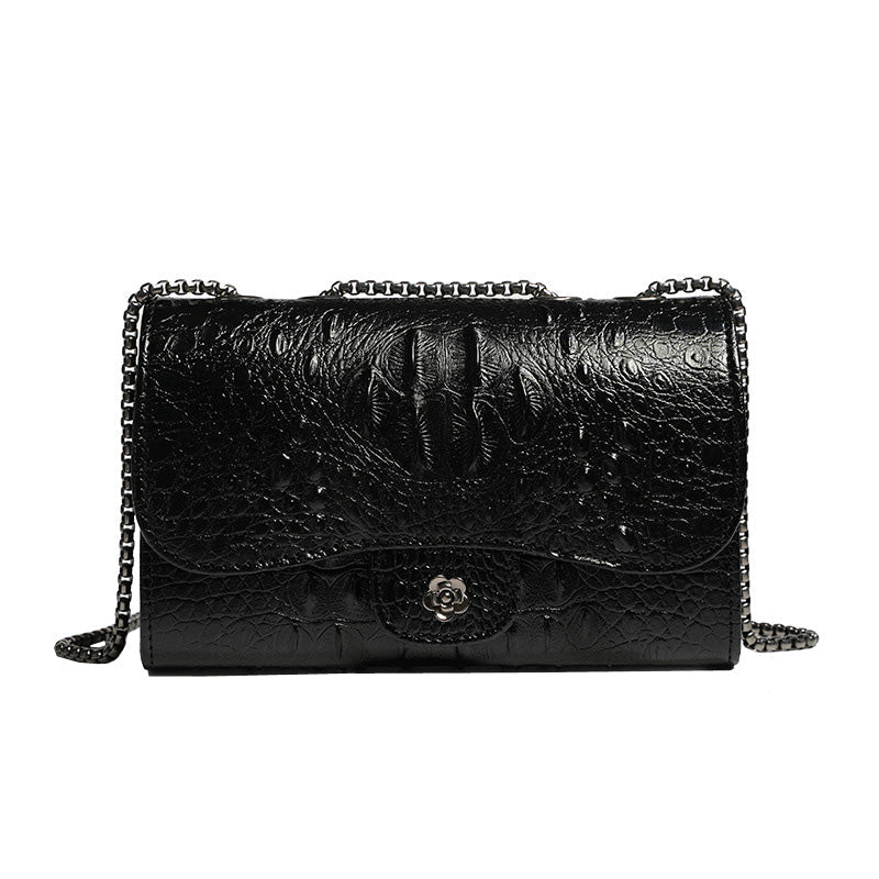 Crocodile Camellia Chain bag crossbody shoulder