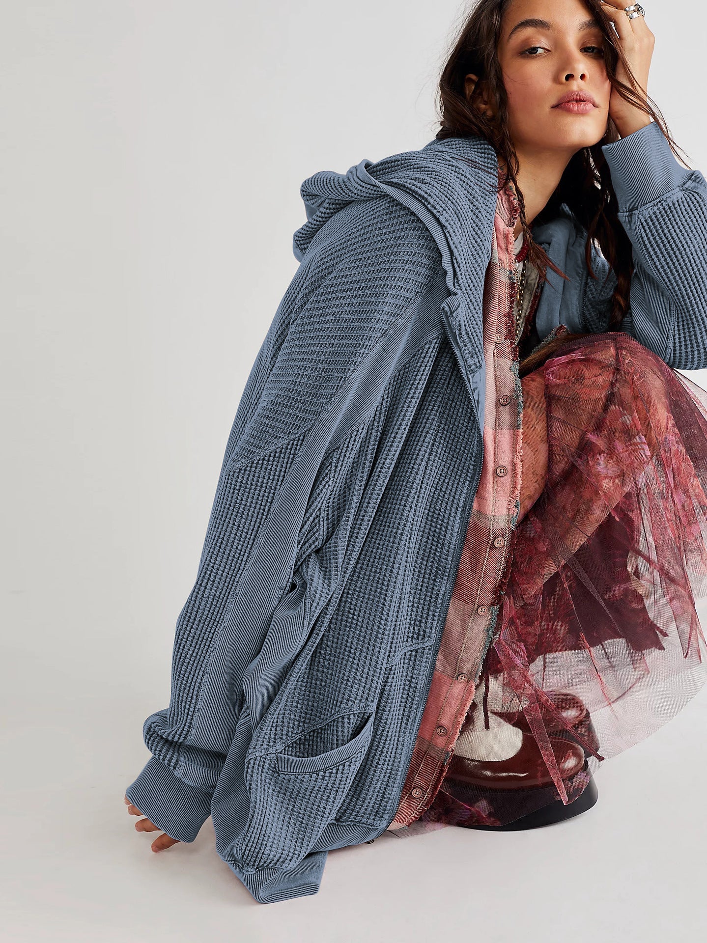 Cardigan Zipper Sweatshirt Home Wear Women Outerwear Hoodie Long Coat