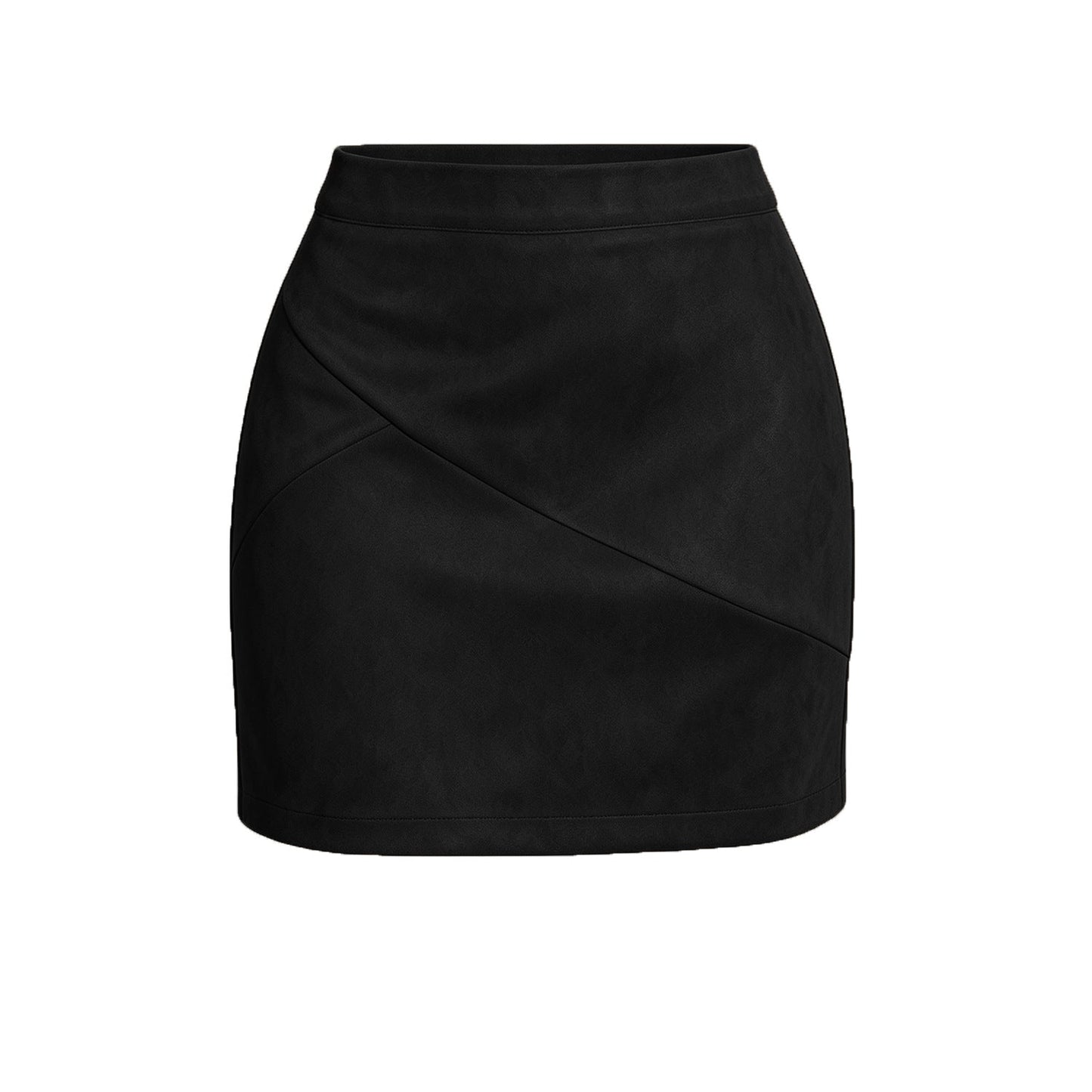 Women Clothing Autumn Winter Suede Skirt High Waist Zipper Splicing Skirt Women
