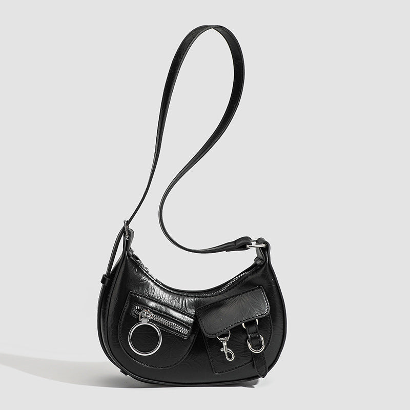 Design Stylish Retro Small Crossbody Bag - Versatile Punk Crescent Bag for Everyday Use