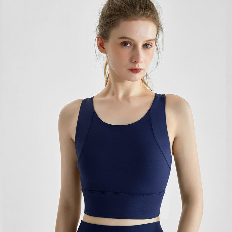 High-Strength Shockproof Nude Feel Sports Underwear Women Running Quick-Drying Fitness Yoga Wear Bra One-Piece Cup
