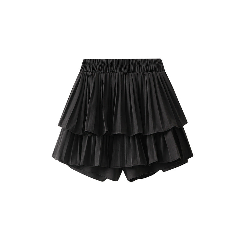 High Waist White Bubble Skirt Pleated Tiered Skirt Exposure Proof Skirt Women A Line Skirt Summer Dress