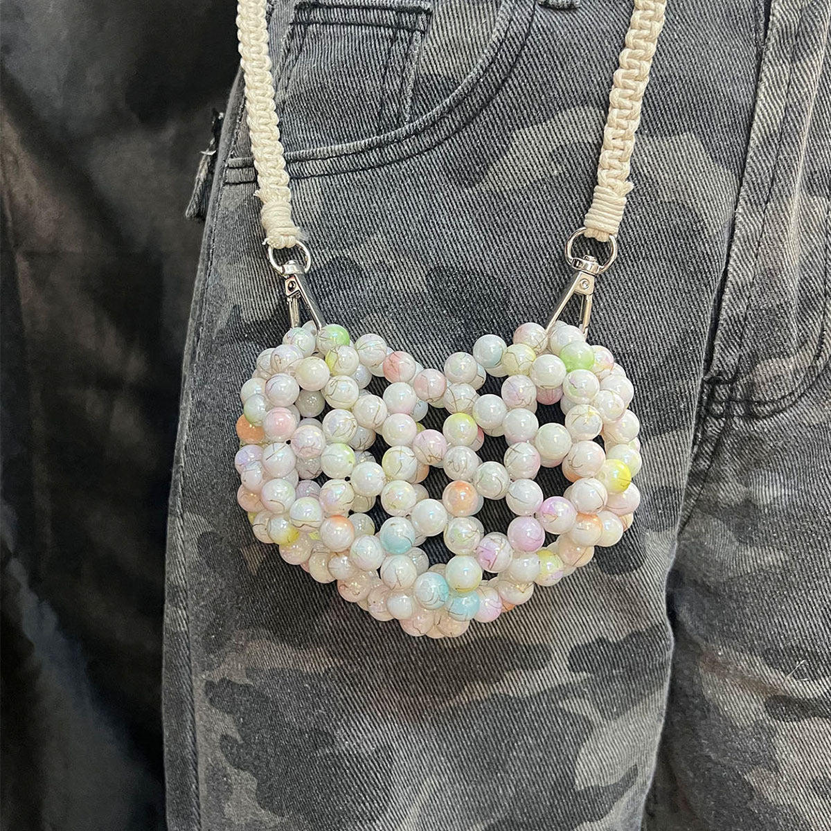 Mini Love Handmade Beaded All Match Hanging Chain Bag Ornaments Niche Girls One Shoulder Crossbody Bag