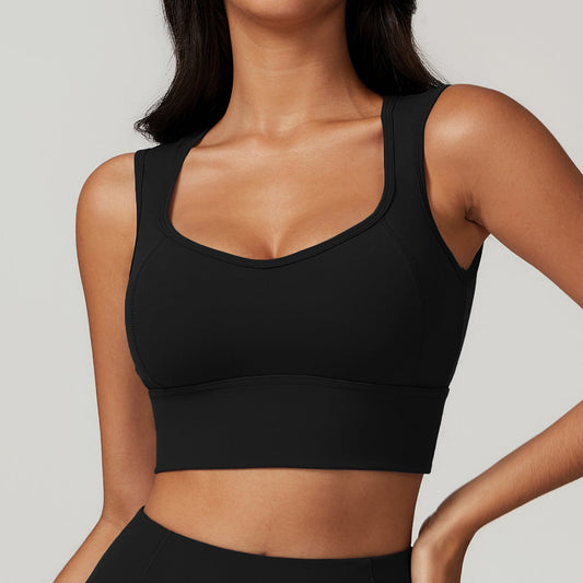 Sollinarry Brushed Back One Piece Sports Underwear Women Shockproof Push up Yoga Bra Running Workout Vest