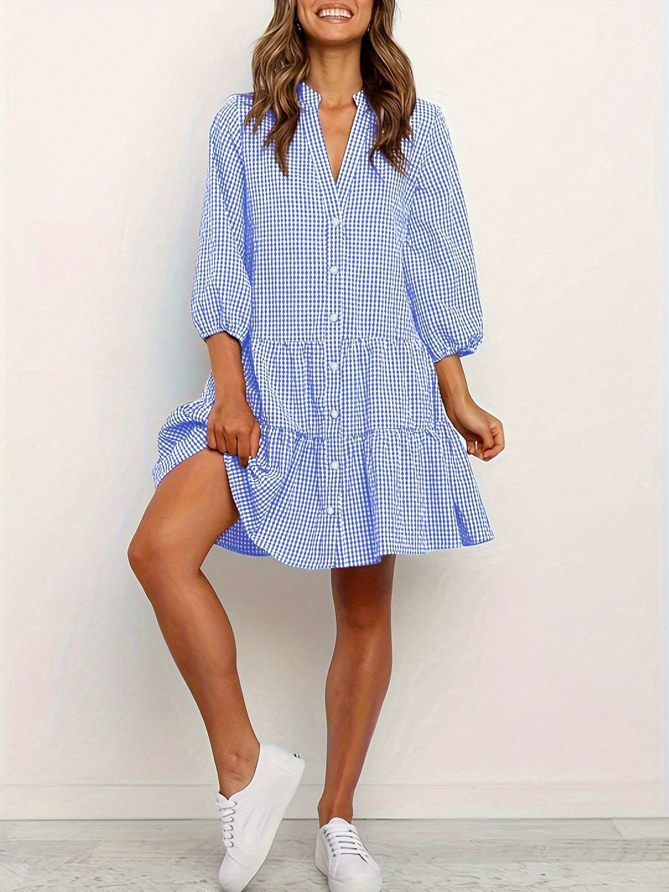 Loose plaid dress, women's clothing