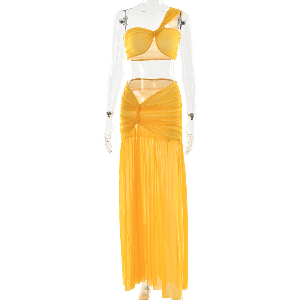 Summer Arrival Ladies Two Piece Sets Sexy Bikini Top Gauzy Package Hip Women Skirt Two Piece Sets