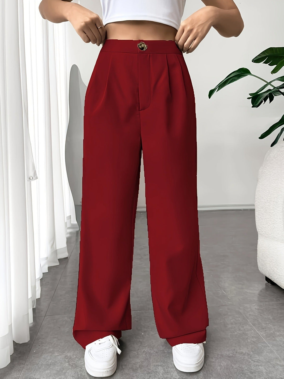 Autumn Winter tailored trousers Women High Waist Drooping Loose Straight Slimming Casual Mop Pants