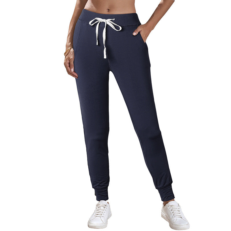 Autumn Solid Color Beam Casual Pants Women Sports Slim Fit Waist Skinny Pants Women