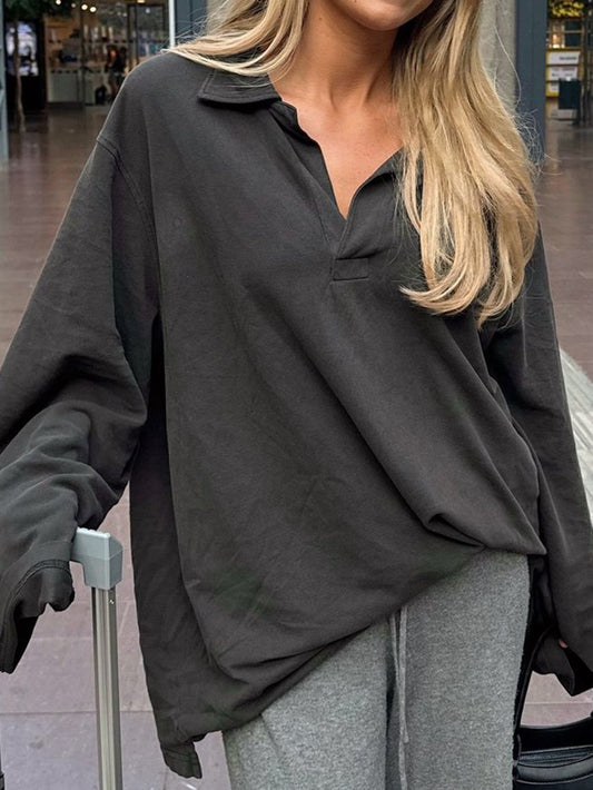 Women Clothing Autumn Winter Casual Vacation Loose Long Sleeved Sweatshirts