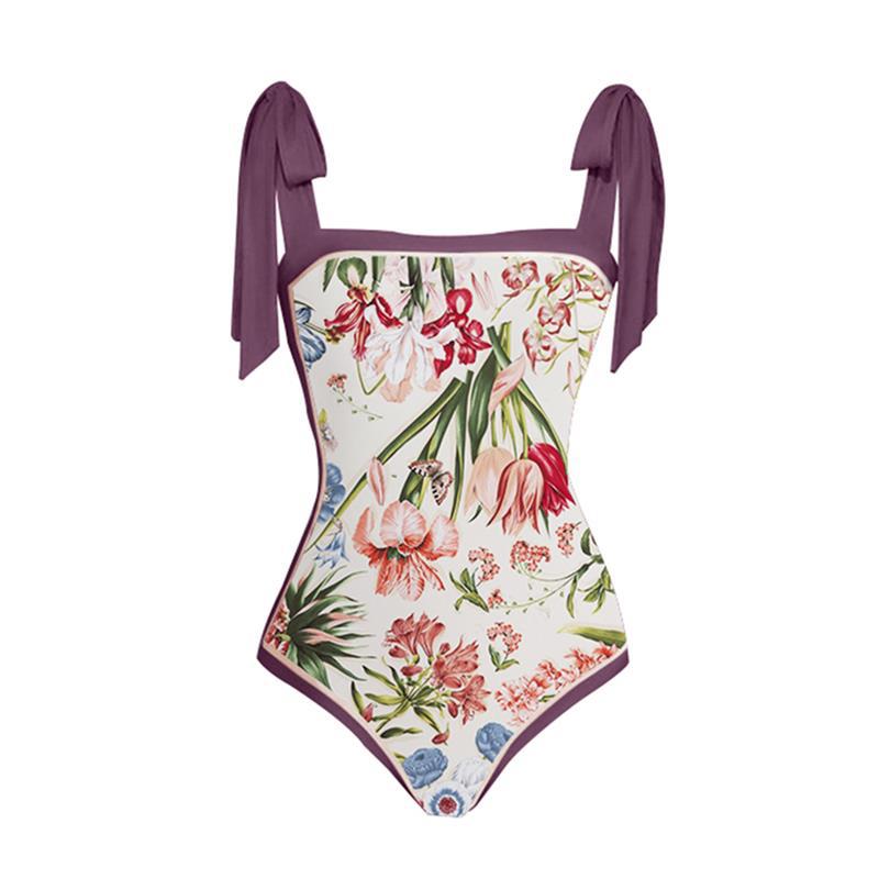 Printed Conservative Hiding Slimming Mesh Beach Dress Women One Piece Two Piece Suit Swimsuit