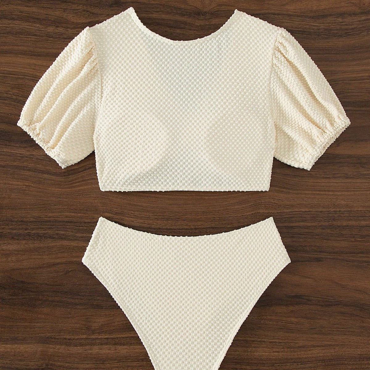 Solid Color Snake Cloth Shoulder High Waist Bikini Sexy Swimsuit for Women
