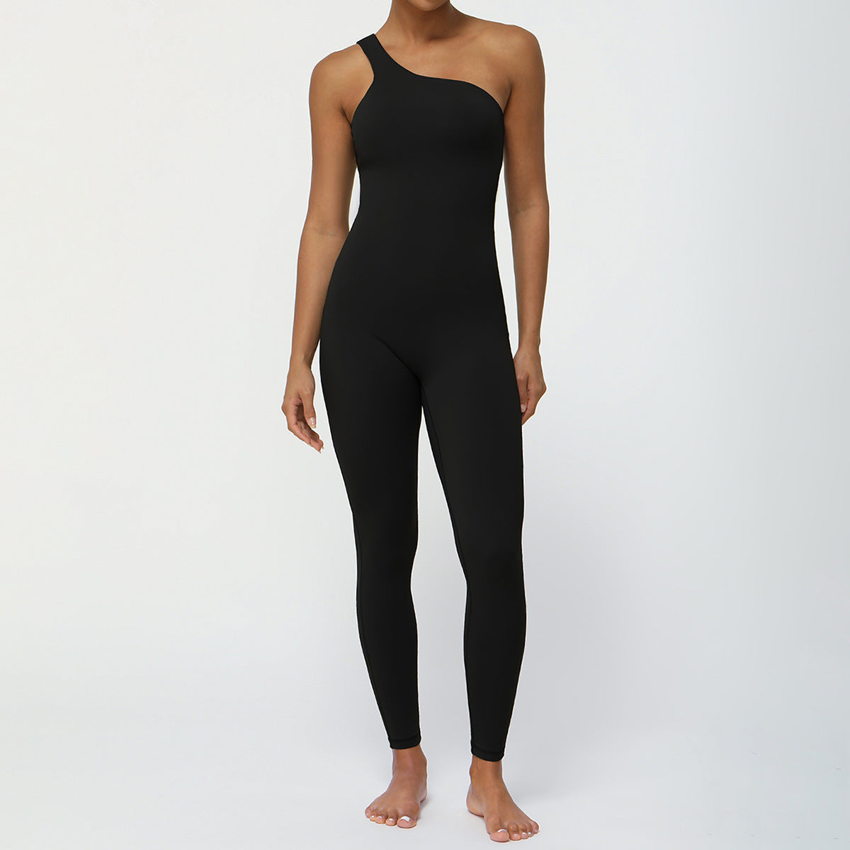 Oblique Shoulder Sexy Jumpsuit with Chest Pad Non Stitching One Piece Yoga Clothes Belly Contracting Hip Lifting Fitness Clothes
