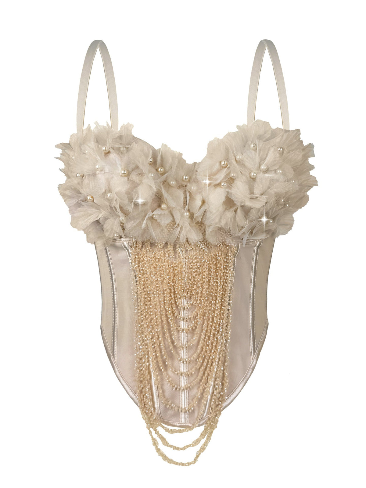 Arrival Handmade Floral Tassel Suspender Vest Sexy Backless Tube Top Outer Wear Boning Corset Corset Body Shaping