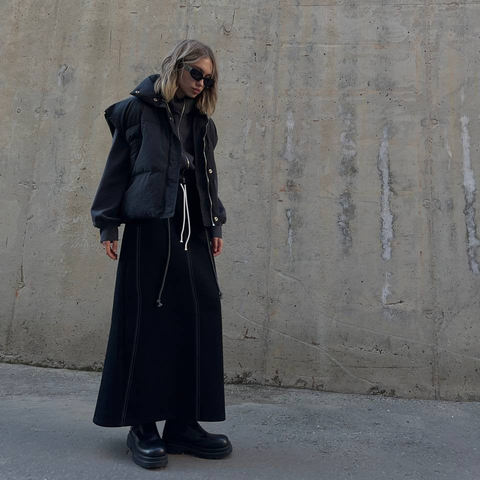 Spring Autumn High Waist Pure Cotton Skirt Best All Match Straight Knit Long Skirt