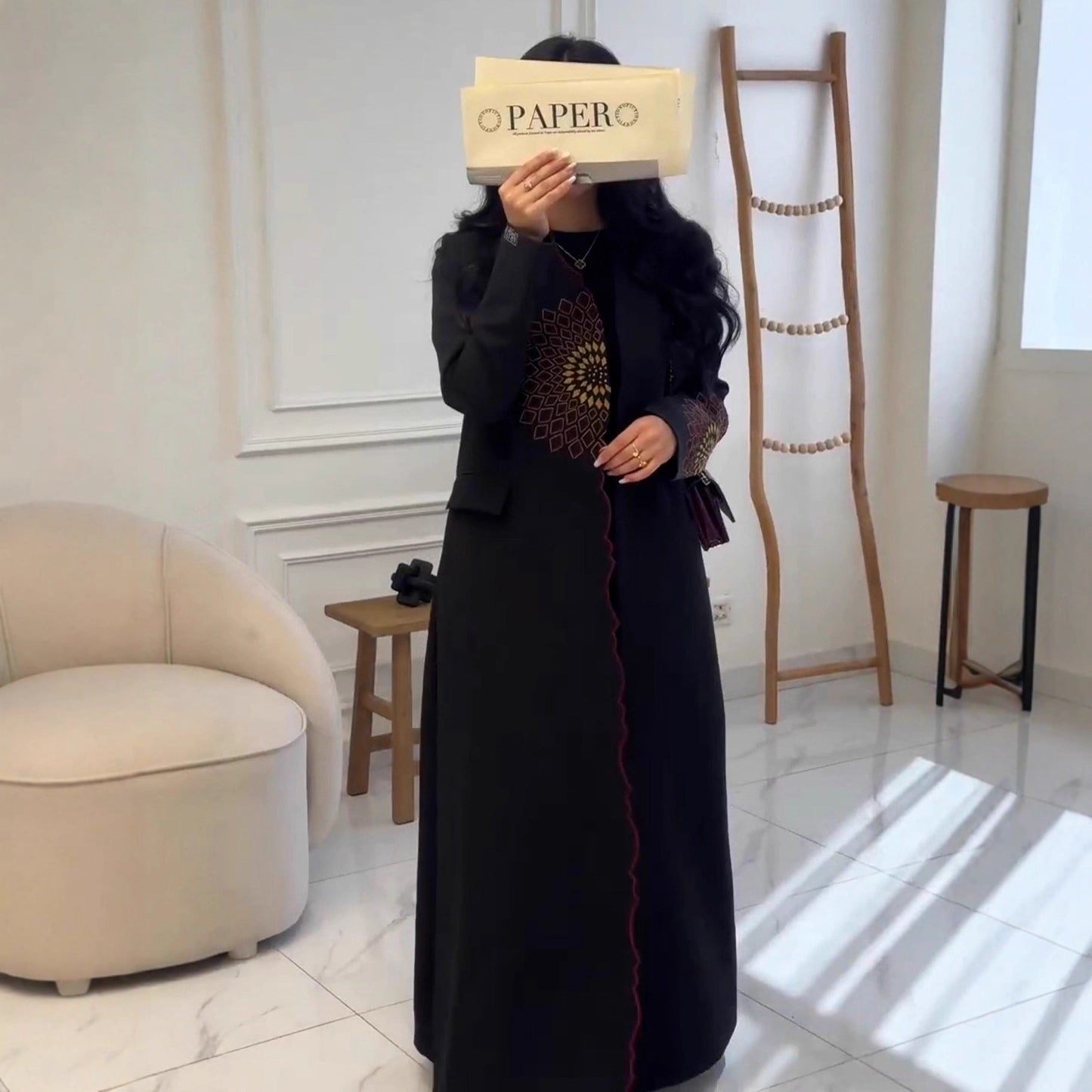 Fall Winter Arrival Women Clothing Machine Embroidery Loose Long Trench Coat