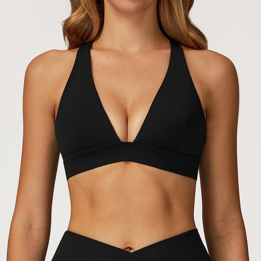 Nude Feel Yoga Bra Cross Beauty Back High Sense Sports Bra Women Running Workout Exercise Underwear