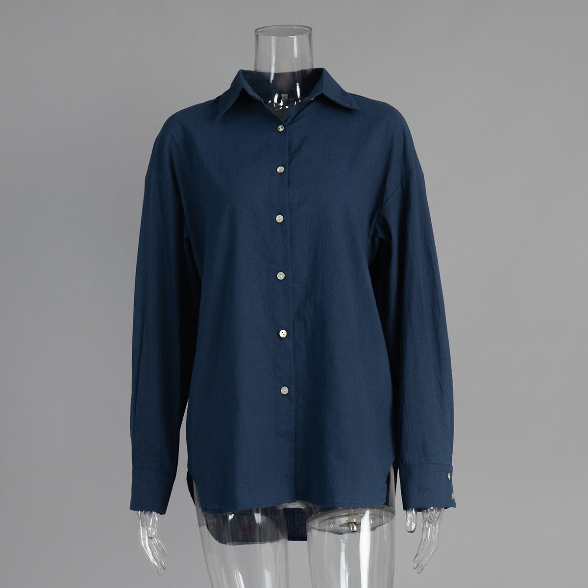 Casual Shirt Spring Summer All Matching Lazy Casual Solid Color Simple Loose Shirt