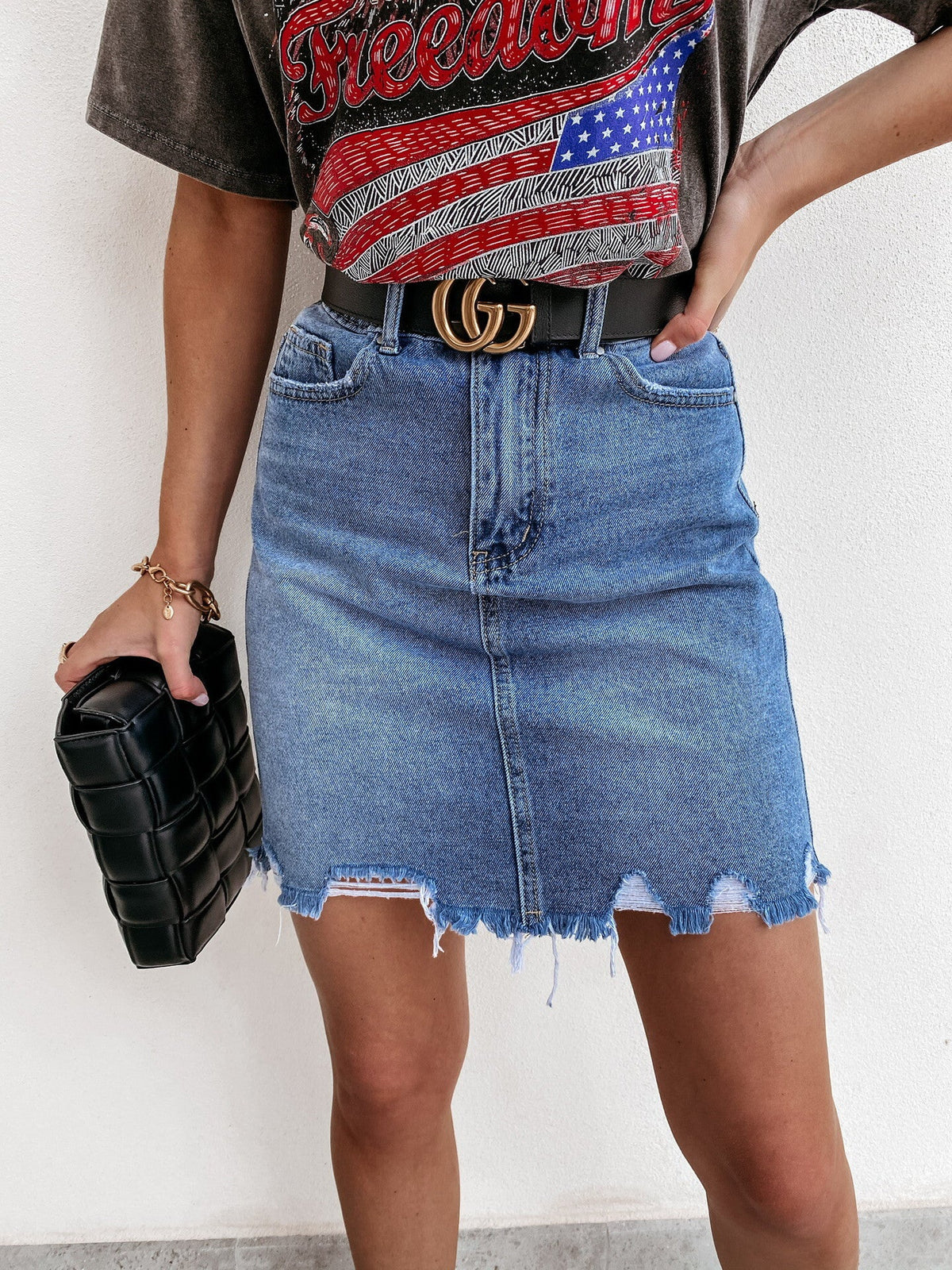 Summer Casual Stylish Denim Asymmetric Skirt Women