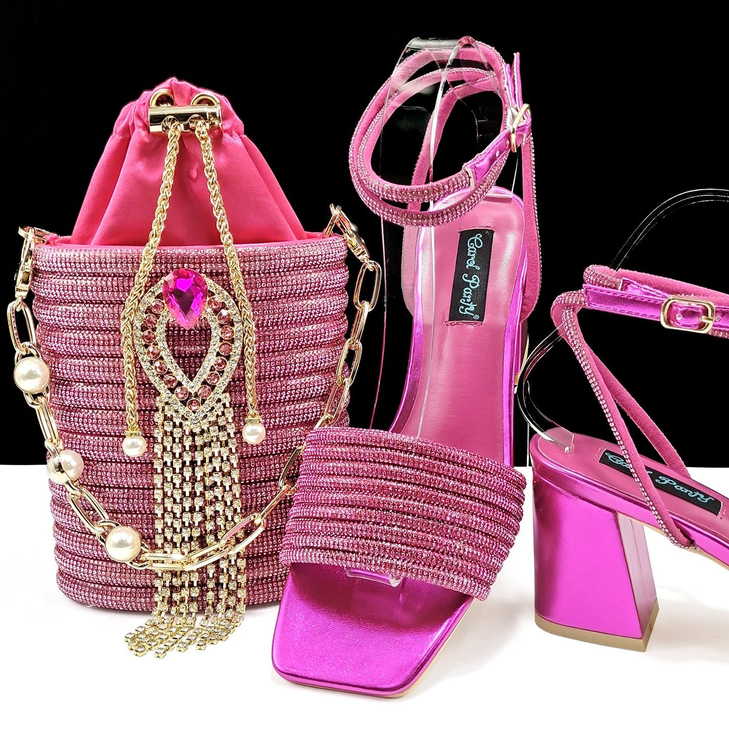 Women Shoes Bags Two Piece Sets Tassel Decorative Ankle Strap Simple Elegant Cocktail Or Daily