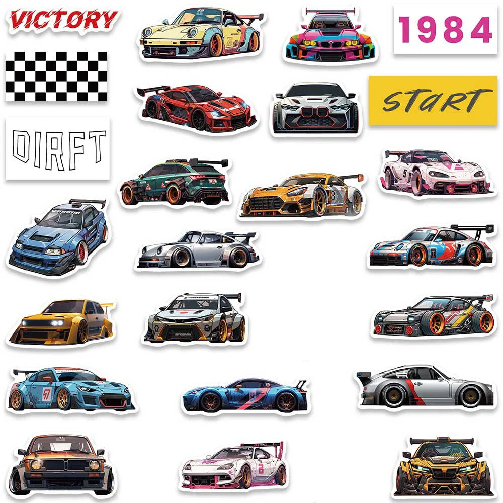 10/30/50pcs Cool Japan JDM Retrofit Racing Car Anime Graffiti Stickers Decal Skateboard Laptop Car Motorcycle Waterproof Sticker