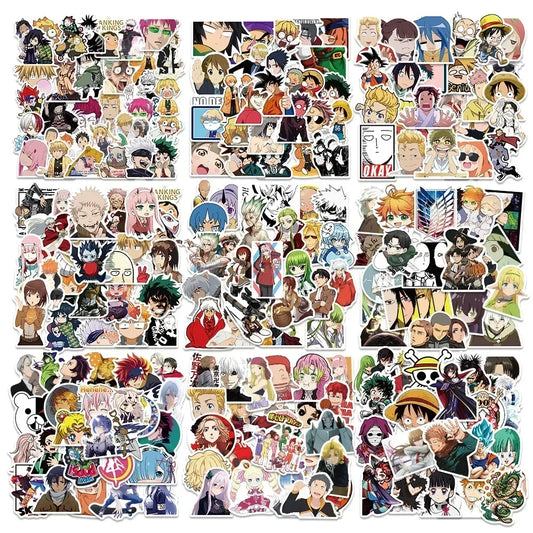 100/300Pcs Mixed Anime Stickers Cartoon Sticker Decals Laptop Motorcycle Luggage Phone Waterproof Sticker for Children Toy