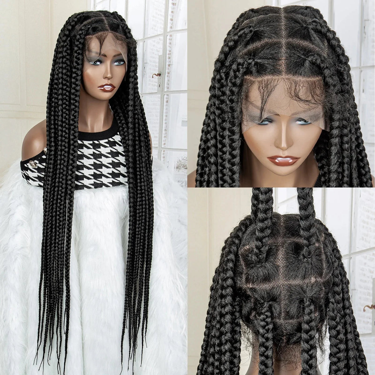 Jumbo Cornrow & Knotless Box Braids Wig | Full Lace | Baby Hair | Black Women