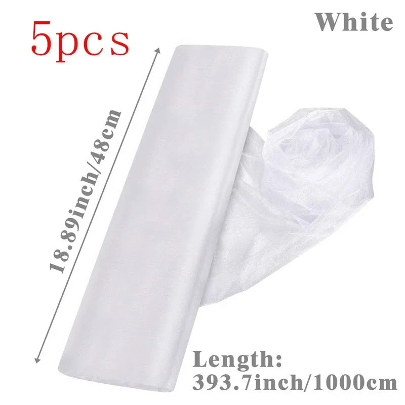 White Wedding Decoration Tulle Roll Crystal Organza Sheer Fabric For Wedding Birthday Party Backdrop Weeding Chair Sashes Decor