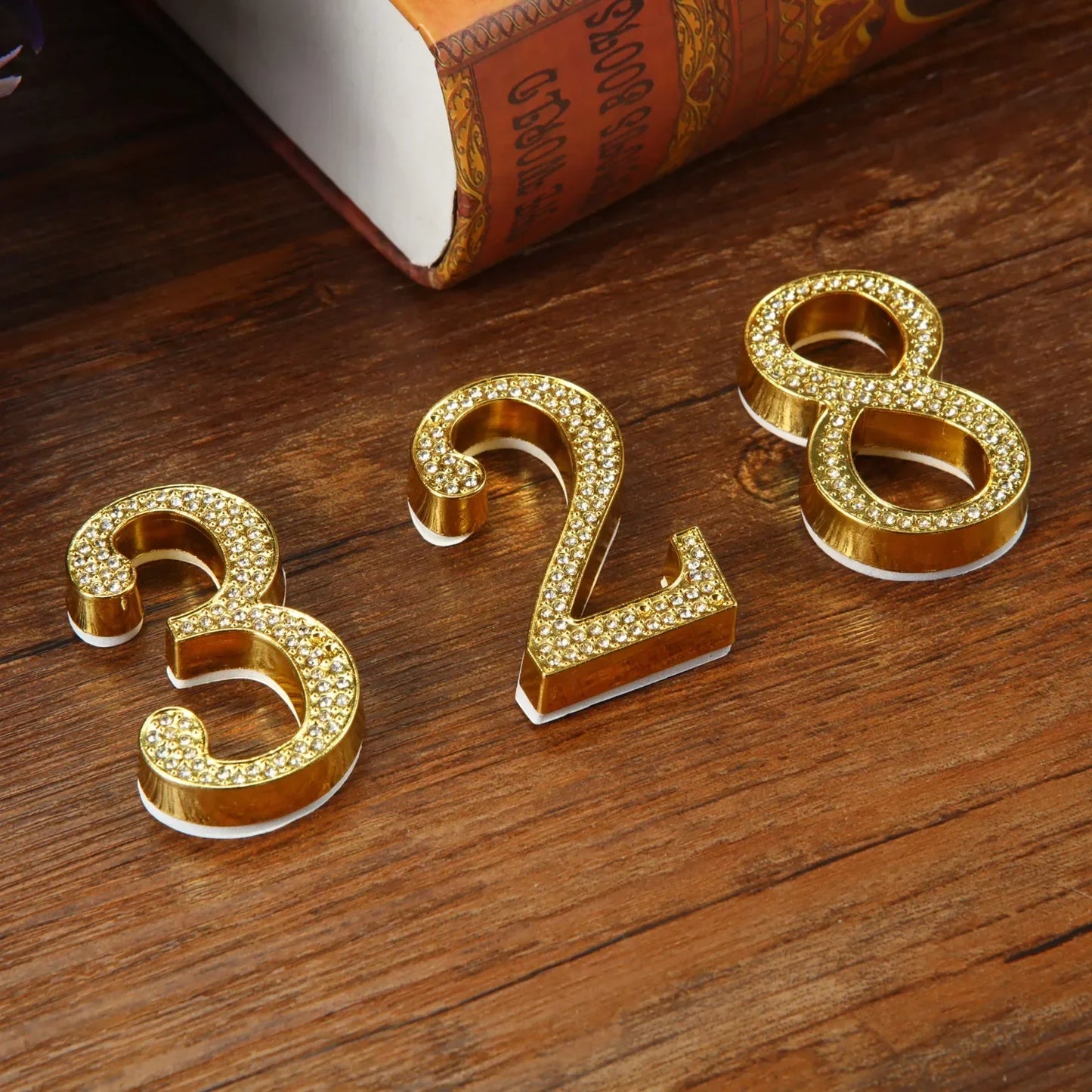 1PCS Metal House Number with Imitation Diamond Self-Adhesive Door Numbers for Apartment Hotel Home Mail Box Label Outddoor #0-9