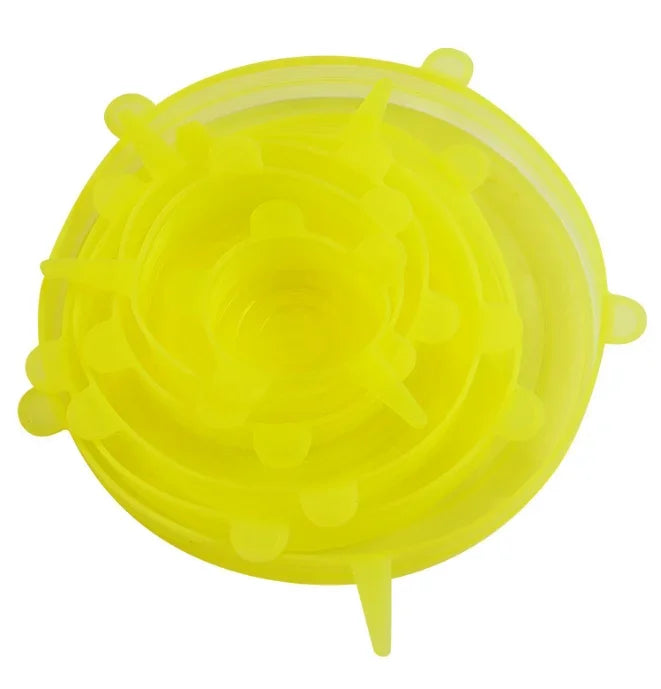 6PCS Food Grade Silicone Bowl Covers – Universal Elastic Round Lids with Airtight Seal – Reusable Kitchen Food Savers