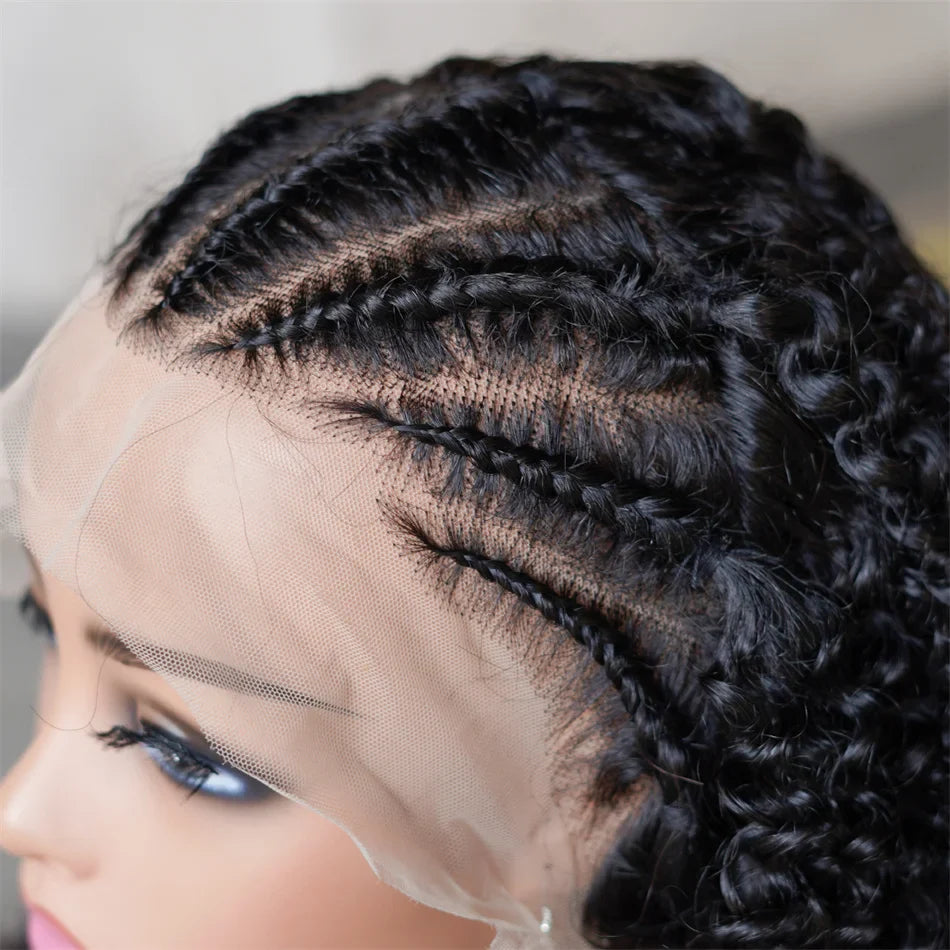 Short Bob Braided Wig | Curly Triangle Knotless Box Braids | 13x4 Lace Front | Human Hair | Bob Braids Wig
