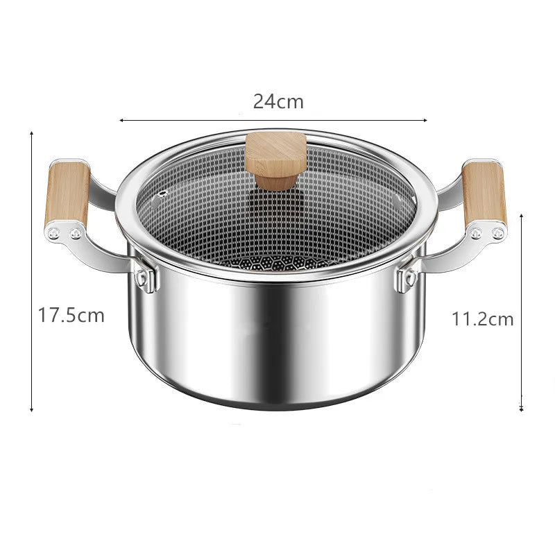 Stainless Steel Soup Pot Wok Honeycomb Non-stick Pot with lid Frying Pan Home Hot Pot Induction Cooker Gas Stove Universal Pan