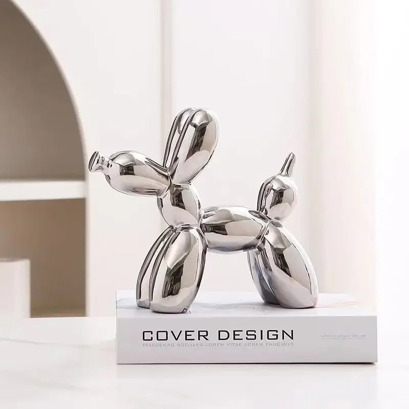 Nordic Ceramic Balloon Dog Abstract Ornament Creative Sculpture Study Room Statue Home Office Accessories Festival Decoration