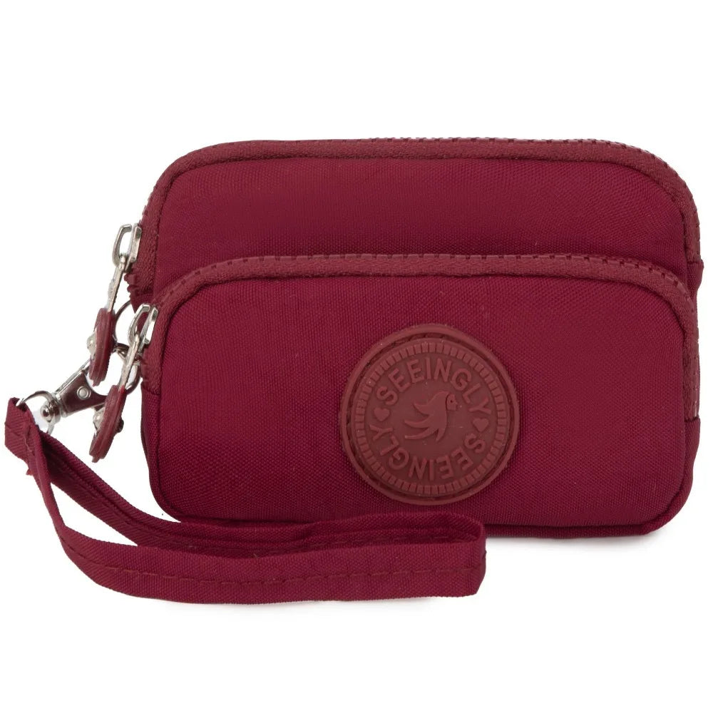 New Waterproof Coin Purse with Key Ring | Solid Color Card Holder & Large Capacity Wear-Resistant Handbag (Unisex Storage Bag)