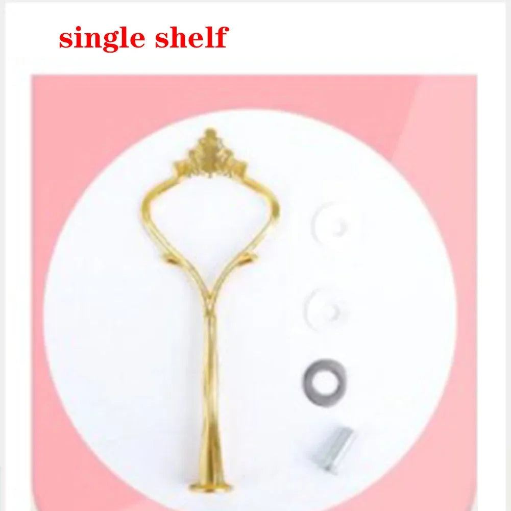 1/2/3 Tiers Zinc Alloy Crown Cake Stand Pillar Without Plate Desserts Fruits Cookie Rack Handle Wedding Party Accessories