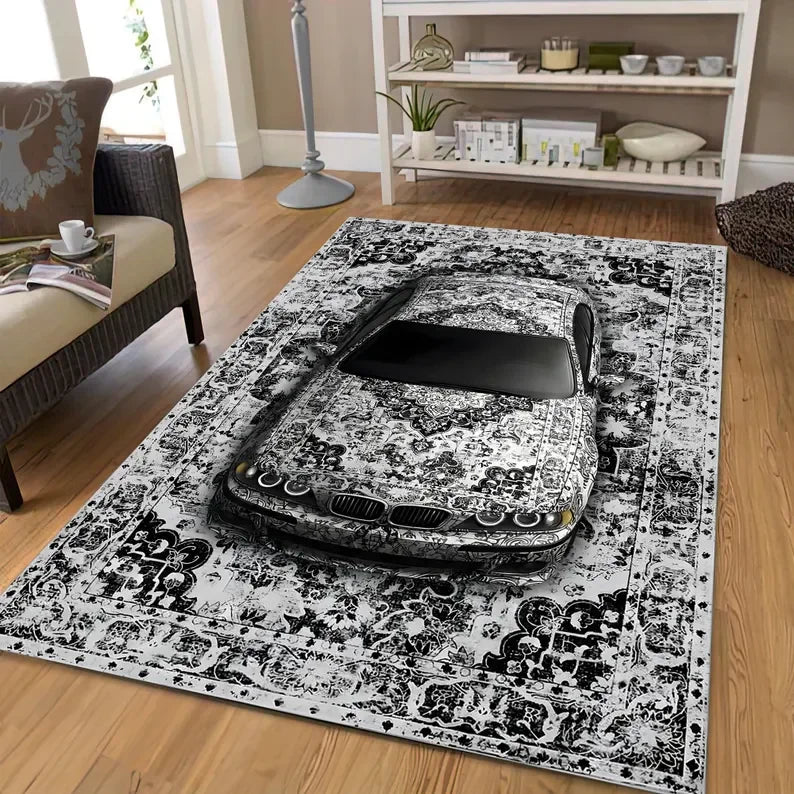 3D Optical Illusion Persian Style Carpet Mat Rug Car Embedded Pattern Home Decoration Floor Rugs for Living Room Bedroom Hallway