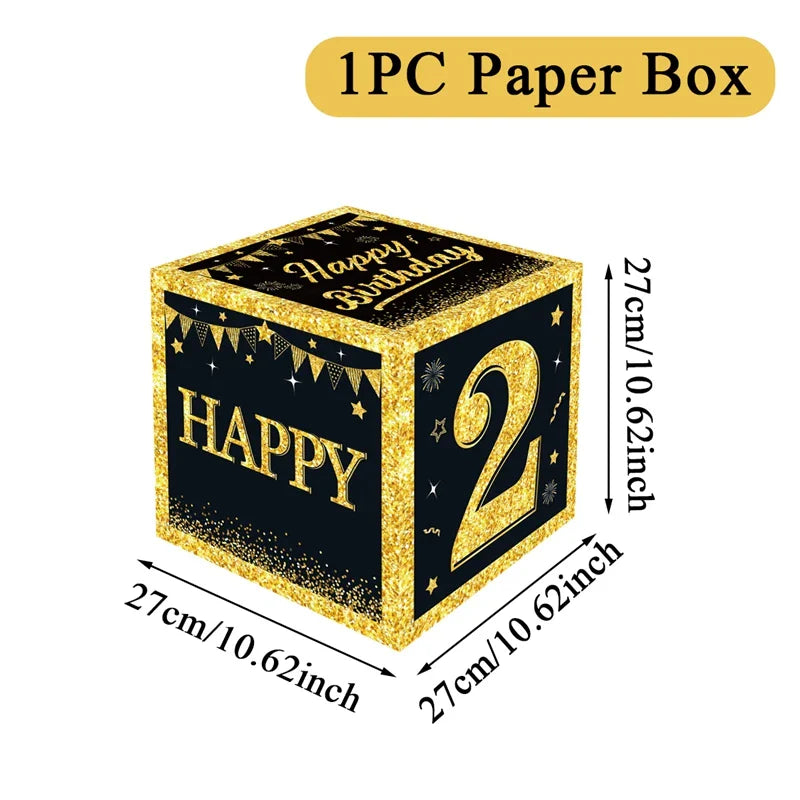 Black and Gold 18th 30th Birthday Box Birthday Party Decorations for Home Birthday Box Happy BIrthday Baby Shower Party Supplies