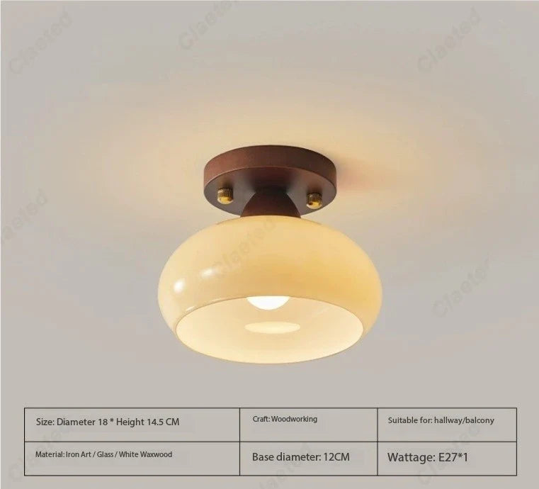 New Japanese LED Cream Wind Glass Ceiling Lamp Living Room Dining Room Porch Aisle Balcony Decorative Lighting