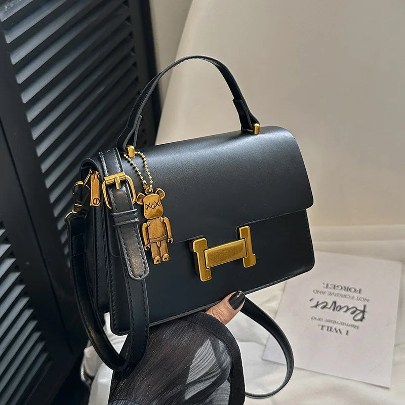 New Fashion Korean Style Small Square Bag | Textured Versatile Shoulder Crossbody Handbag for Women (Solid Color)