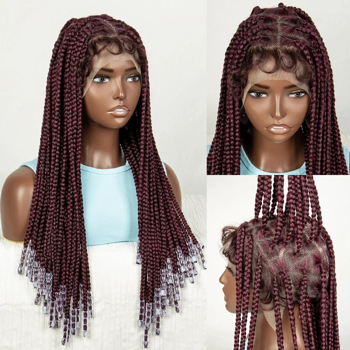 Ginger Beaded Knotless Braids Wig | Full Lace Frontal | 350#