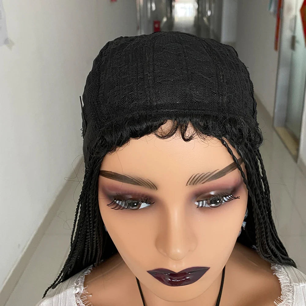 30" Long 2 Twist Box Braids Wig | Micro Braids | Fake Scalp | Synthetic | With Baby Hair | For Black Women