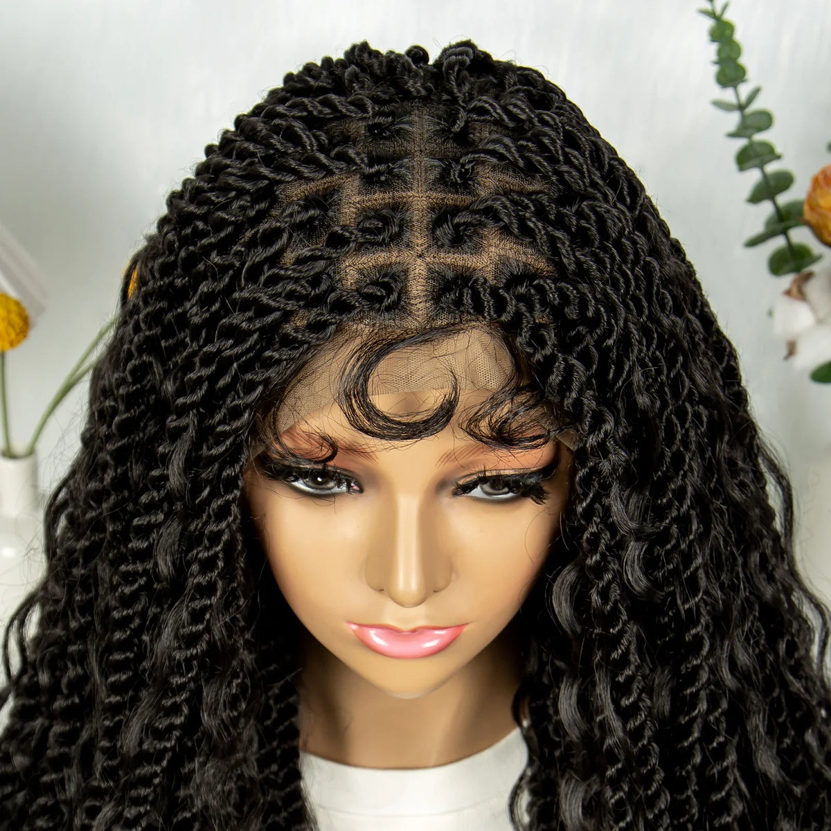 KIMA Twisted Boho Braided Wig | Full Lace Knotless Box Braids with Curly Accents