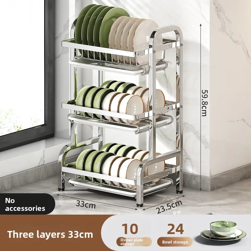 stainless steel Dish Dryer Rack,Compact Kitchen Dish Rack,Screeper Set,Large Rust Proof Dish Screeper With Utensils Holder