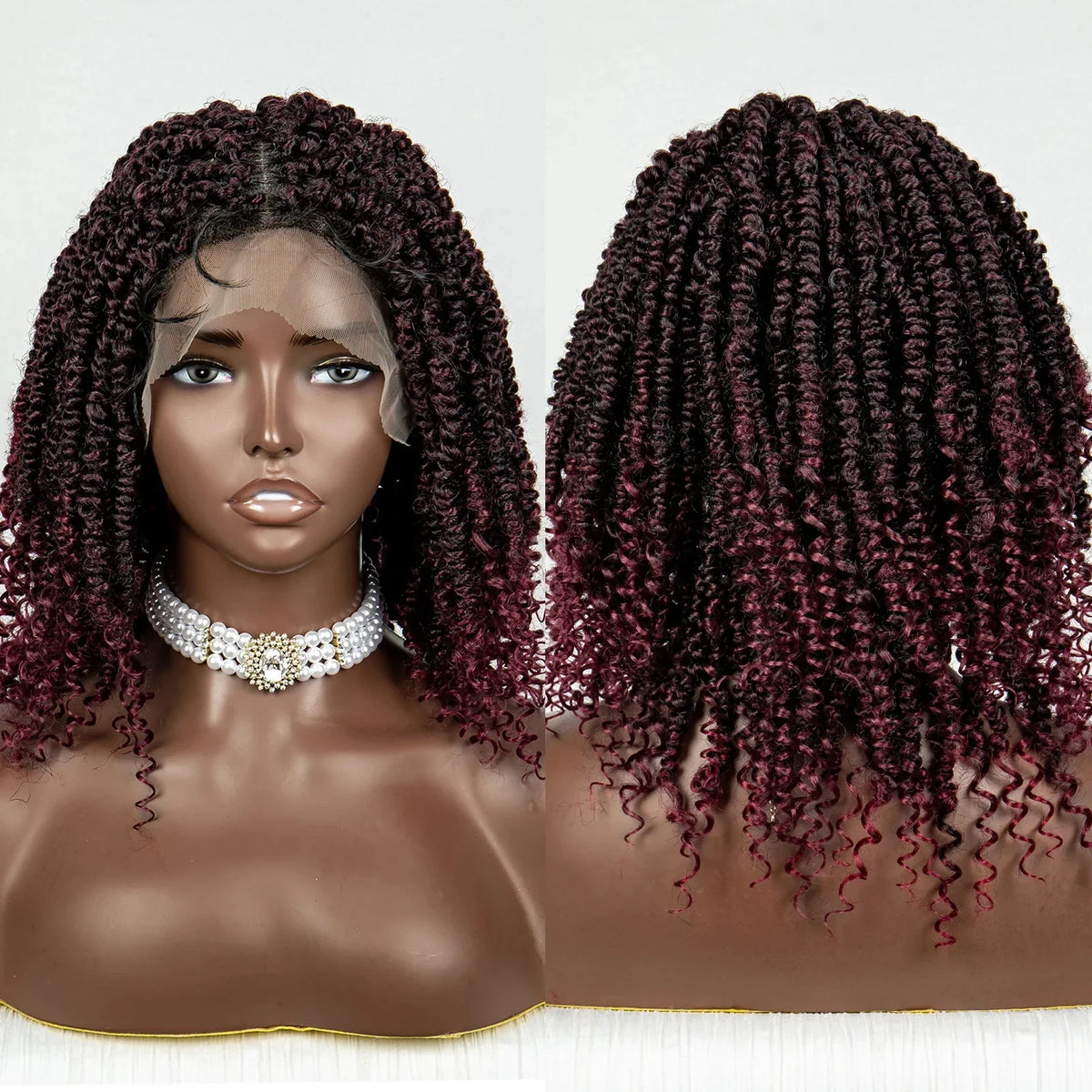Short Curly Crochet Braided Wig with Baby Hair | Knotless Lace Front Wig for Black Women | Synthetic Braids