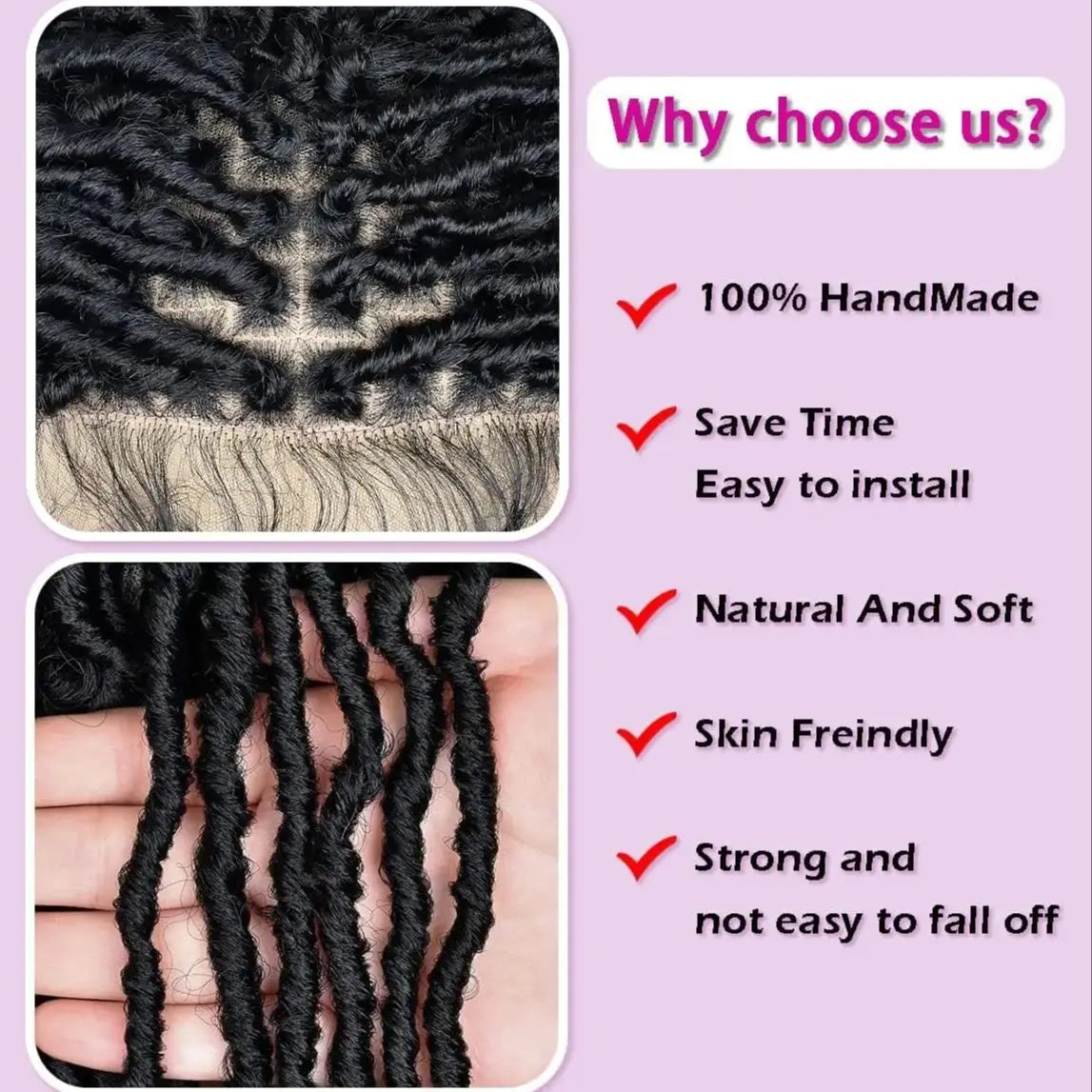 Knotless Butterfly Braided Wig with Baby Hair | Double Lace Front Crochet Faux Locs Wig | Bohemian Style | Synthetic Hair