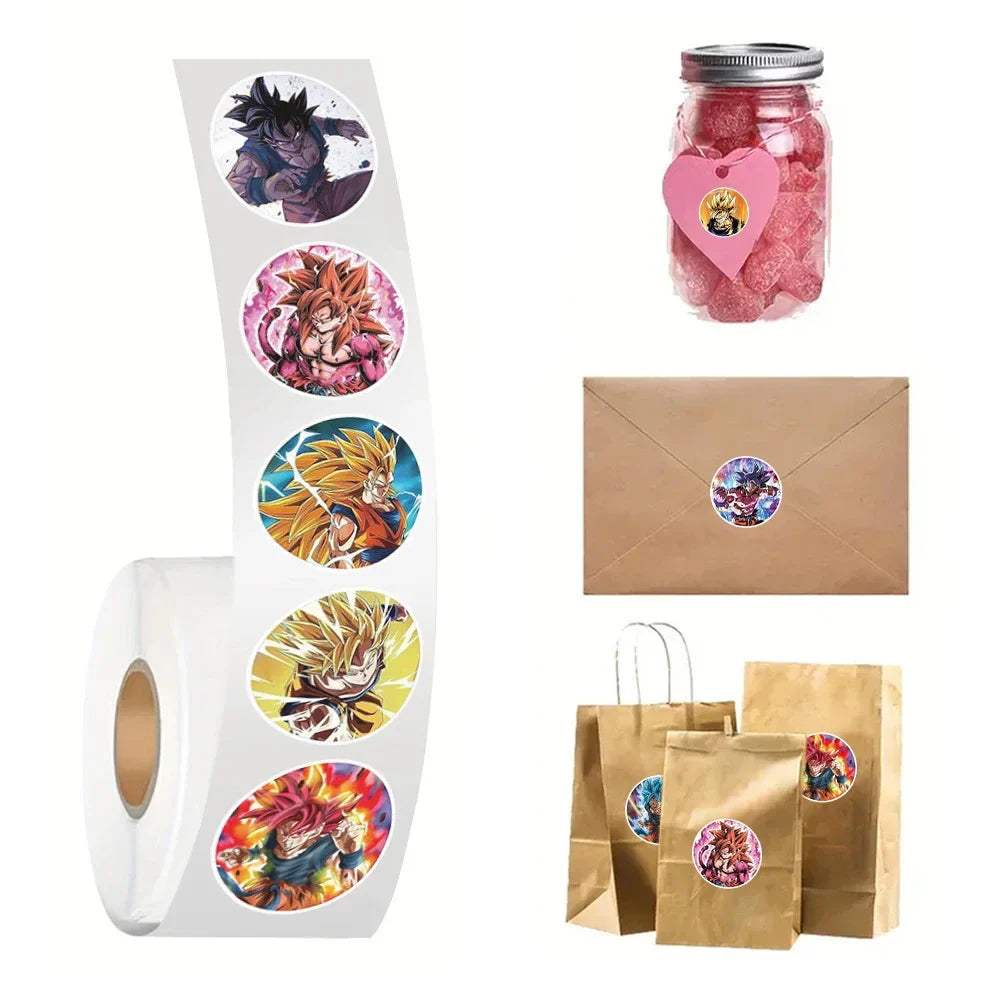 500pcs Anime Dragon Ball Sealing Stickers Guko Cute Cartoon Anime Stickers Round Diy Decor Album Diary Label Graffiti Sticker