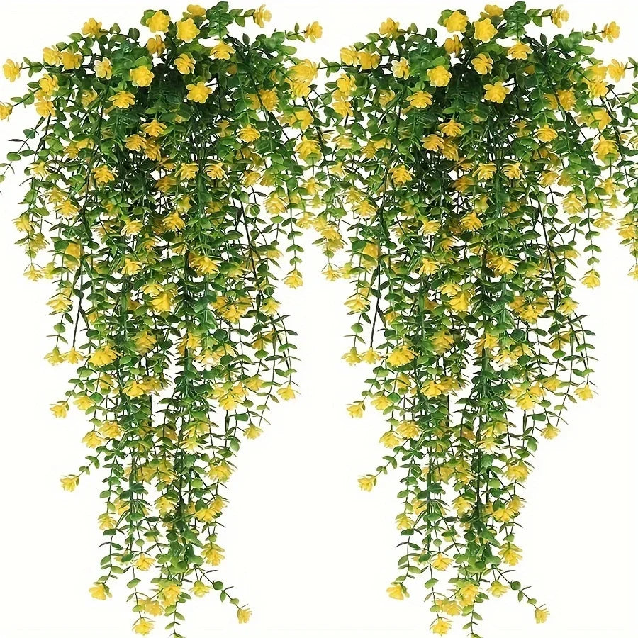 3pcs, Artificial Hanging Plants Fake Hanging Plant Faux Eucalyptus Leaf Greenery Vine Outdoor UV Resistant Plastic Plants